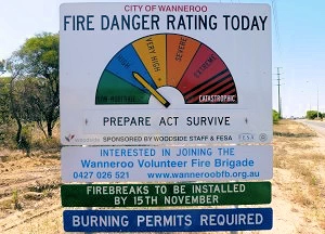 Fire danger sign in Australia